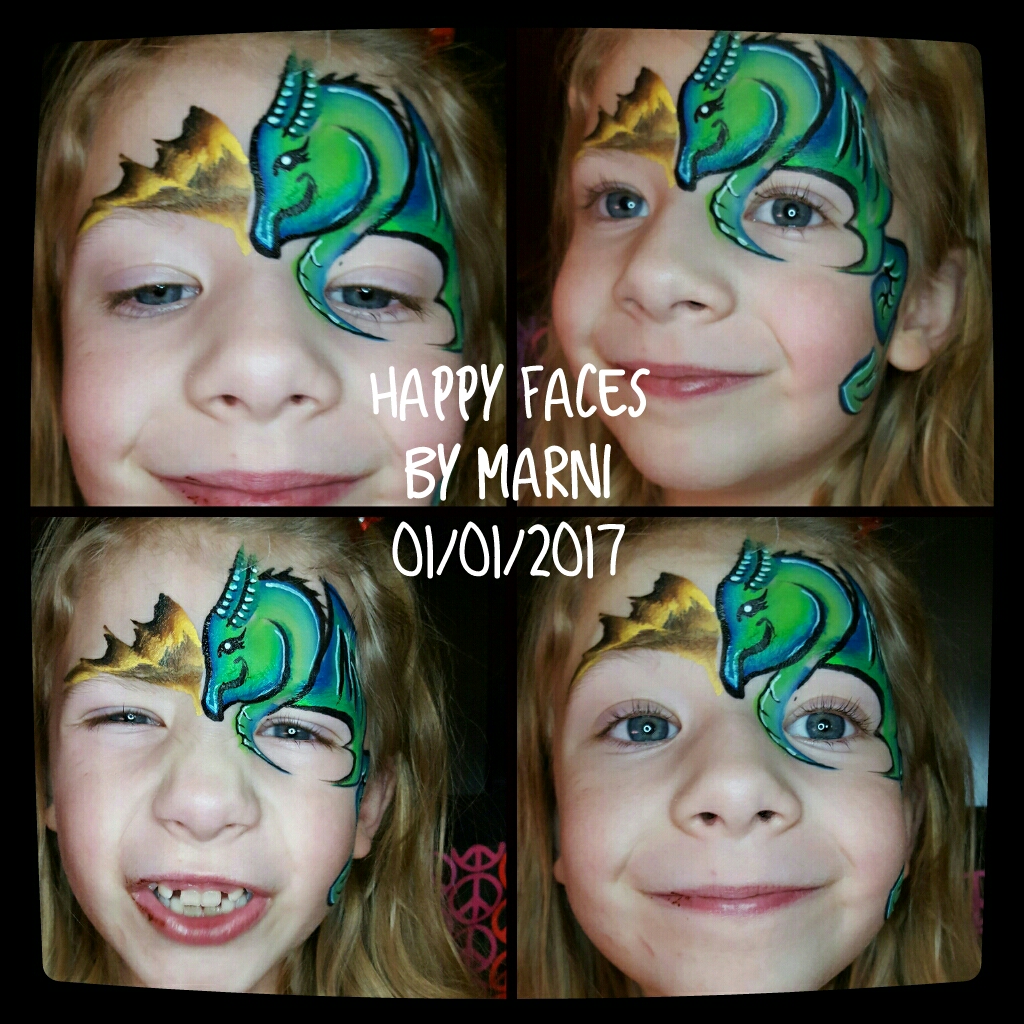 Dragon Crest face paint design by Happy Faces by Marni, Calgary