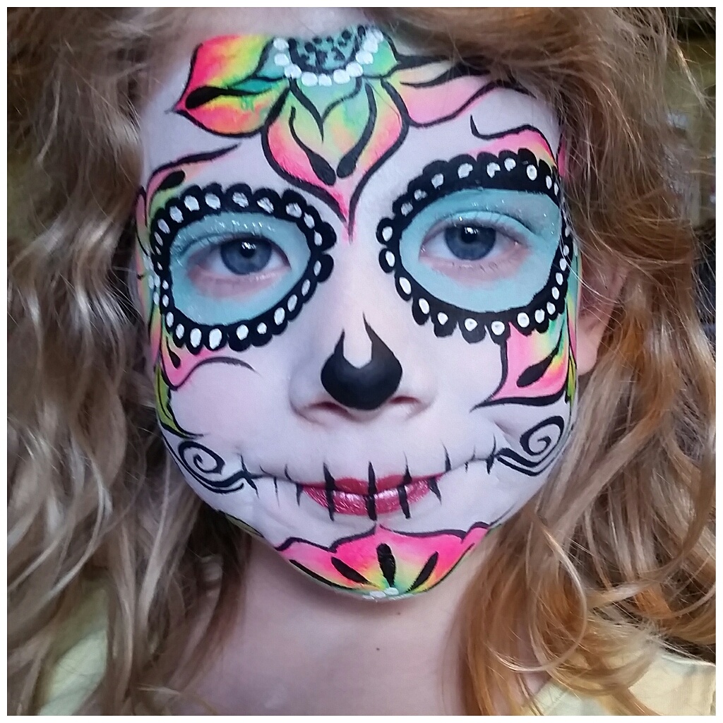 Sugar Skull face paint design by Happy Faces by Marni, Calgary