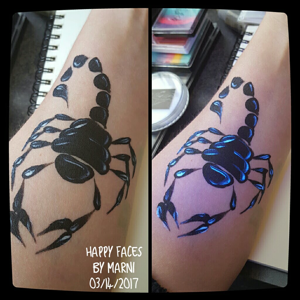 UV Activated Paints face paint design by Happy Faces by Marni, Calgary